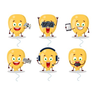 Sarı Balon çizgi film karakteri çeşitli şirin duygu simgeleriyle oyunlar oynuyor