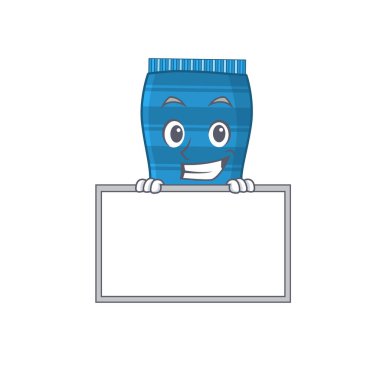 Plaj havlusu karikatür tasarımı bir panonun arkasında duruyor.