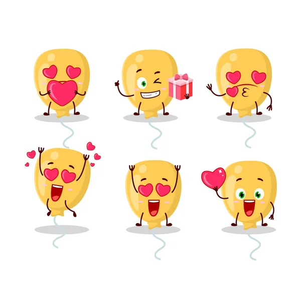 Yellow Baloon Cartoon-Figur mit Liebe niedlichen Emoticon — Stockvektor