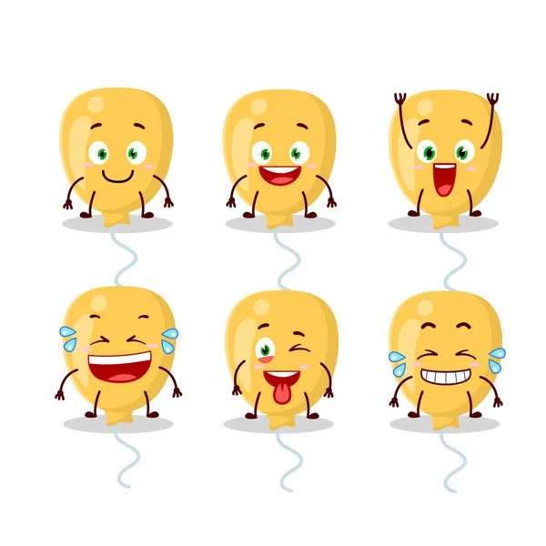 Personagem de desenho animado de balão amarelo com expressão de sorriso — Vetor de Stock