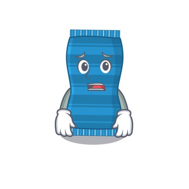 Plaj havlusunun karikatür tasarımı endişeli bir yüze sahip.