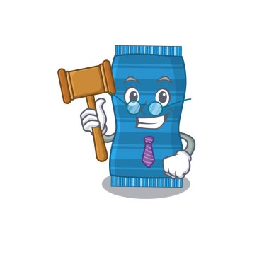 Plaj havlusu maskotu tasarımının bilge bir yargıcı gözlük takıyor.