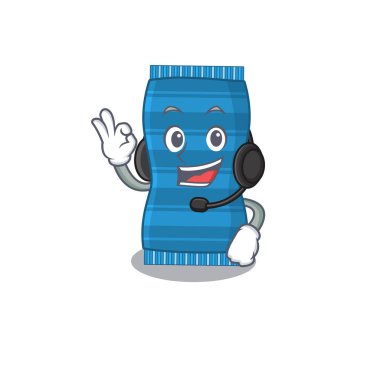 Kulaklık takan muhteşem bir plaj havlusu karakteri.