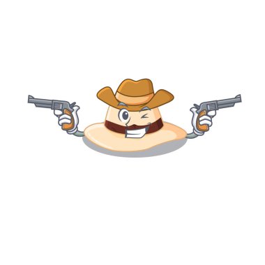 Çizgi film karakteri, silahlı Panama şapkalı kovboy.