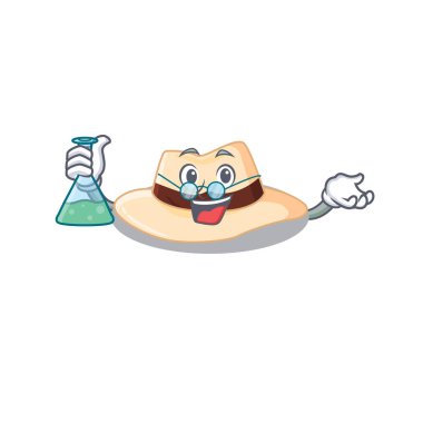 Panama 'nın karikatür karakteri zeki profesör bir laboratuvar üzerinde çalışıyor.