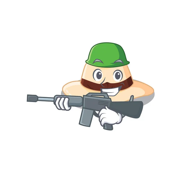 Een cartoon schilderstuk van Army panama hoed holding machine gun — Stockvector