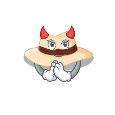 Şeytan çizgi film karakteri tasarım konsepti gibi giyinmiş Panama şapkası.