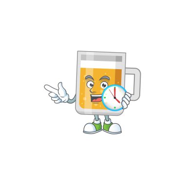 karikatür çizim konsepti bir daire saat ile bir bardak bira