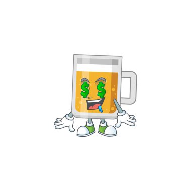 Şirin, zengin bir bardak bira maskotu gibi paralı gözleri var.