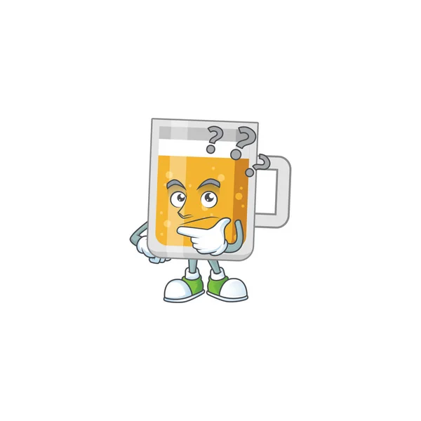 Μασκότ σχεδιασμό έννοια του γυαλιού της μπύρας με συγκεχυμένη χειρονομία — Διανυσματικό Αρχείο