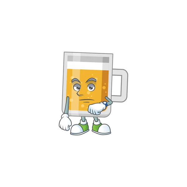 Glas bier met wachtend gebaar cartoon design concept — Stockvector