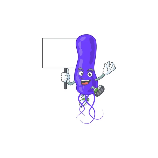 Cute blue spirila maskot desain tersenyum dengan bangkit papan - Stok Vektor