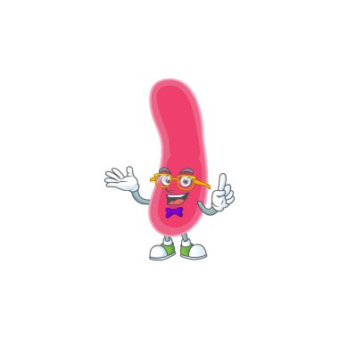 Tuhaf gözlüklü inek fusobacteria çizgi film karakteri tasarımı