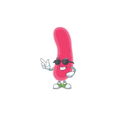 Süper havalı fusobacteria karikatür çizim stili siyah gözlük takıyor
