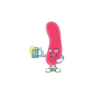 Neşeli bir fusobacteria çizgi film stili tost ve bir bardak bira.