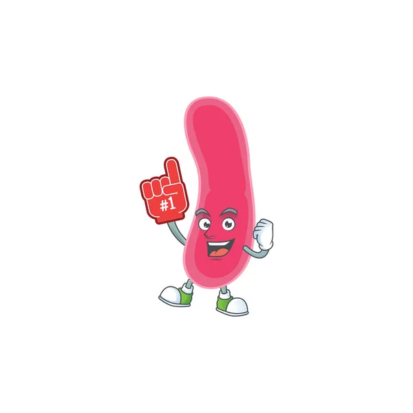 Fusobacteria Cartoon karakter design stijl met een rode schuim vinger — Stockvector