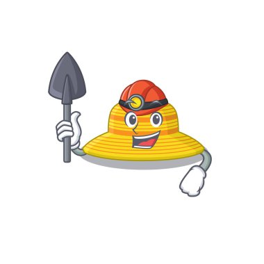 Yazlık şapkalı madencinin bir karikatür resmi.