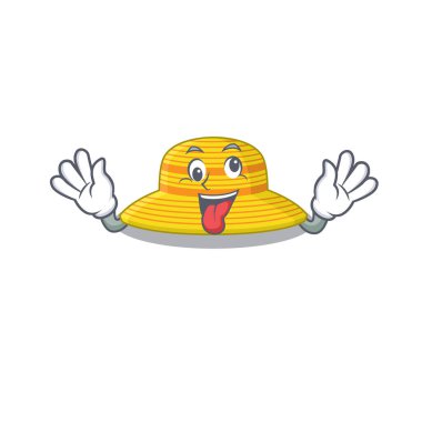 Komik, çılgın bir yüze sahip bir yaz şapkası tasarımı.