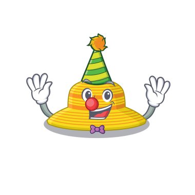 Gülen palyaço yaz şapkası çizgi film karakter tasarımı konsepti