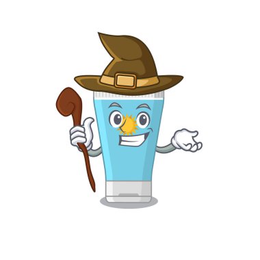 Güneş kremi komik ama sinsi cadı çizgi film karakteri tasarımı