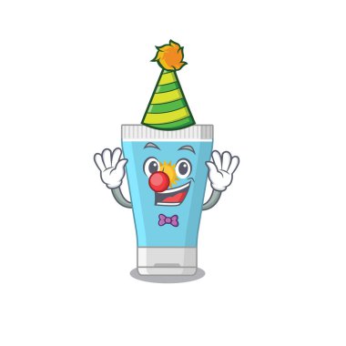 Gülen palyaço güneş kremi çizgi film karakter tasarımı konsepti