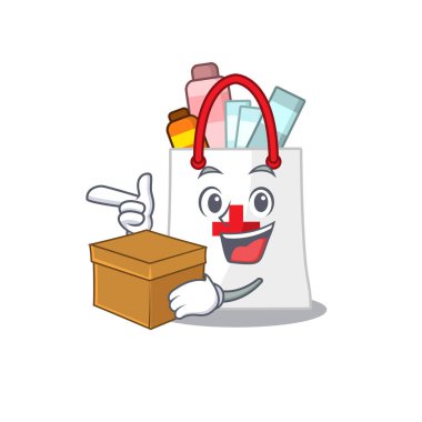 Neşeli bir uyuşturucu çantası. Çizgi film tasarımı konsepti.