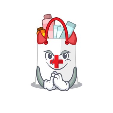 Şeytan çizgi film karakteri tasarımı konseptine bürünmüş uyuşturucu alışveriş çantası.