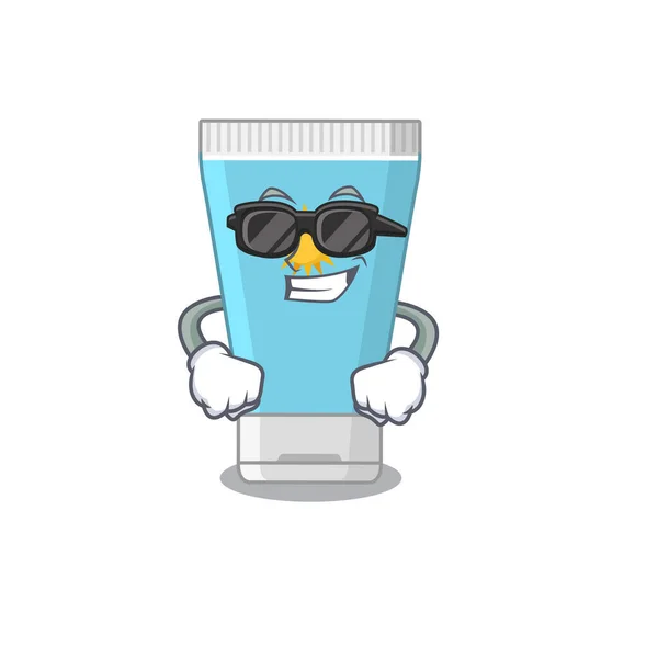 Personnage de bande dessinée de crème solaire portant des lunettes noires chic — Image vectorielle