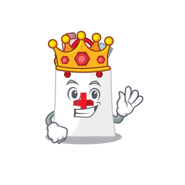 Un Rey Sabio del estilo de diseño de la mascota del bolso de la compra de drogas con corona de oro — Vector de stock