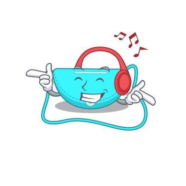 Kulaklıkla müzik dinleyen çizgi film tasarımı konsepti