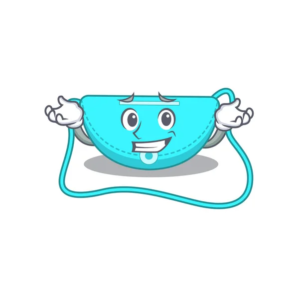 Μια χαριτωμένη εικόνα του χαμογελαστού χαρακτήρα καρικατούρα τσάντα σφεντόνα — Διανυσματικό Αρχείο
