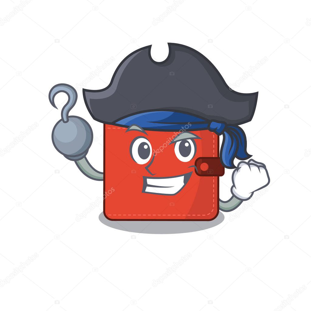 Card wallet cartoon design in a Pirate character with one hook hand