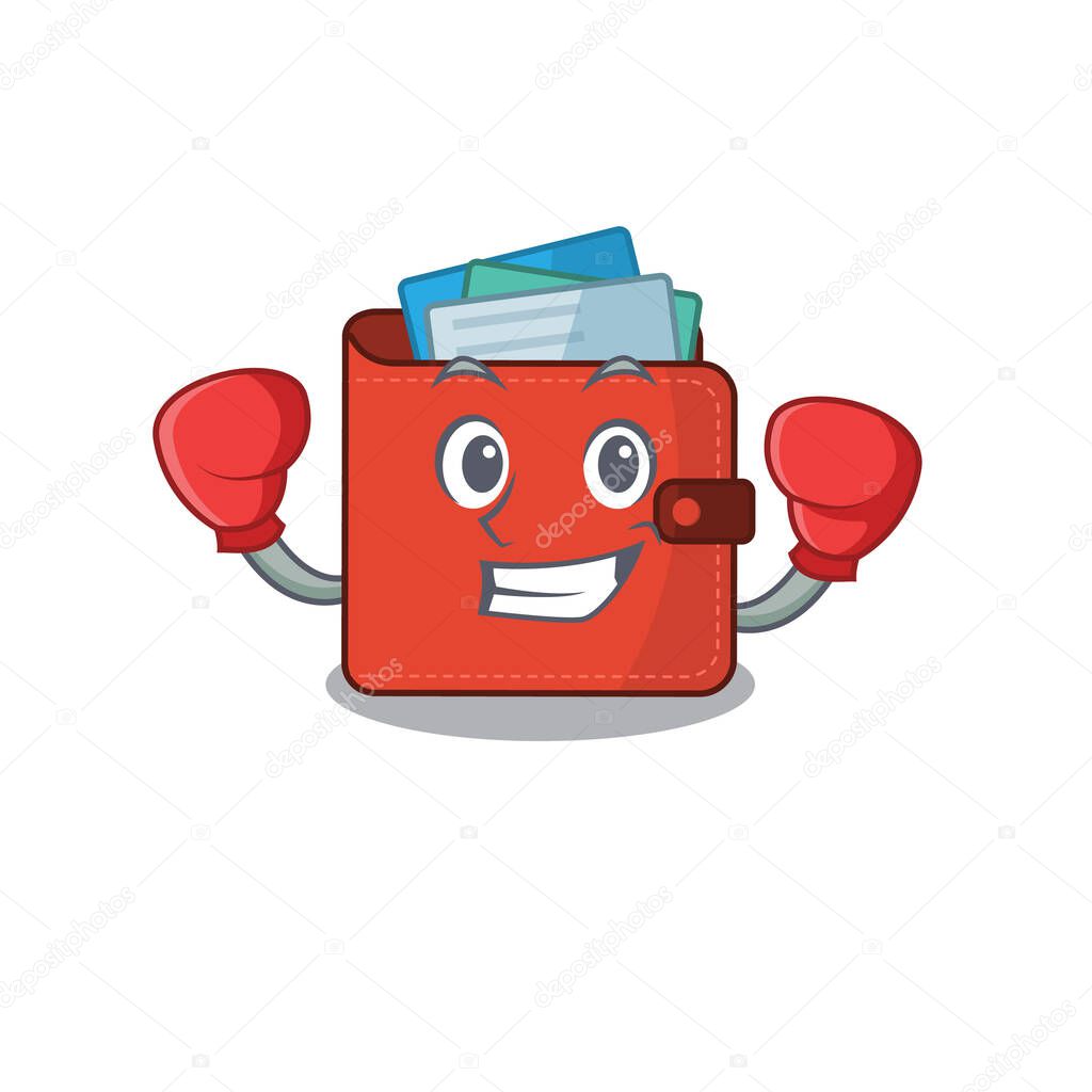 Mascot design of card wallet as a sporty boxing athlete