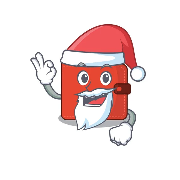 Personagem de desenho animado da carteira de cartão Papai Noel ter bonito ok dedo — Vetor de Stock