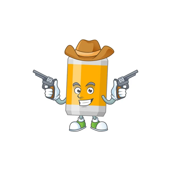 Dibujo Dibujos Animados Vaqueros Masculinos Cerveza Puede Sostener Armas Ilustración — Vector de stock