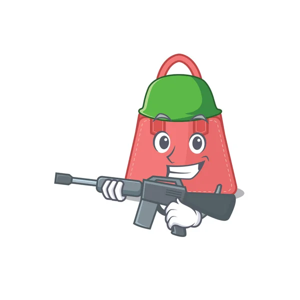 Ein Cartoon-Bild der Armee Frauen Handtasche mit Maschinengewehr — Stockvektor