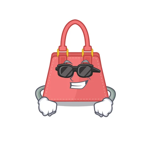 Personagem de desenhos animados de mulheres bolsa vestindo óculos pretos elegantes —  Vetores de Stock