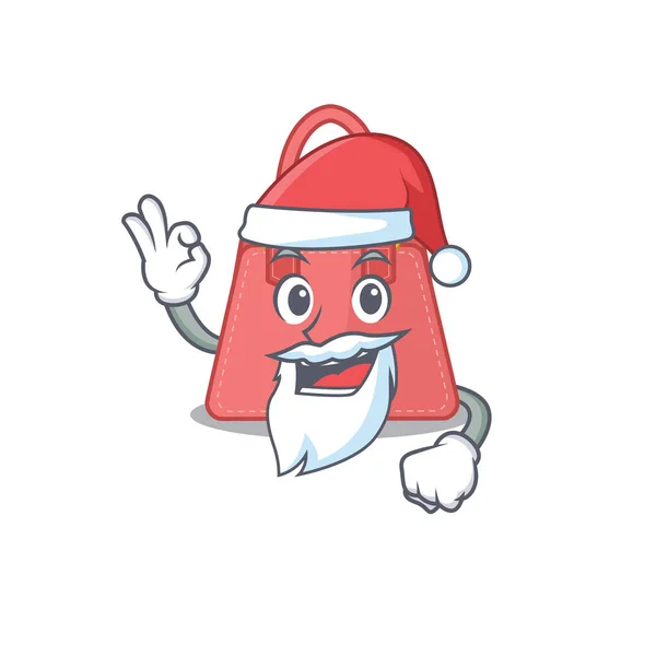 Personaje de dibujos animados de las mujeres bolso de Santa tener lindo dedo ok — Vector de stock