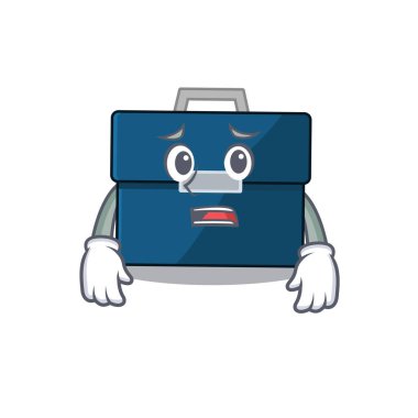 Çizgi film tasarım tarzı, endişeli yüzlü iş çantası.