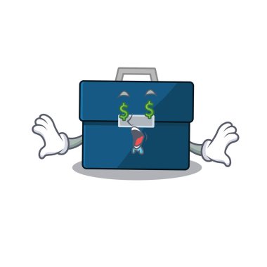 Zengin çizgi film karakteri konsepti para gözlü iş çantası