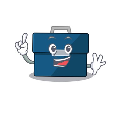 Bir parmak hareketiyle karikatür tasarım tarzı bir iş çantası.