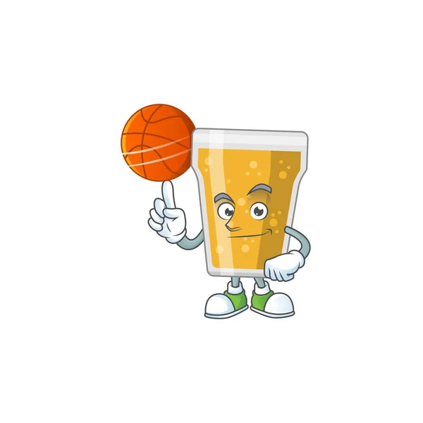 Uma Caneca Desportiva Estilo Design Mascote Cerveja Jogando Basquete Liga —  Vetores de Stock