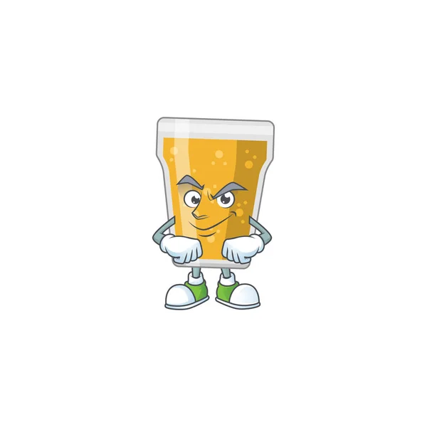 Κούπα Μπύρας Σχεδιασμός Χαρακτήρα Κινουμένων Σχεδίων Ύπουλο Πρόσωπο Εικονογράφηση Διανύσματος — Διανυσματικό Αρχείο