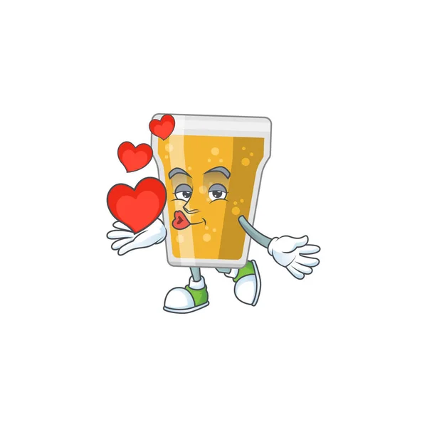 Magnífico Diseño Caricatura Taza Cerveza Con Corazones Rojos Ilustración Vectorial — Vector de stock