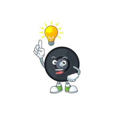 Dahice bir müzik viynl disk karikatür tasarım konseptinin bir fikri vardır. Vektör illüstrasyonu