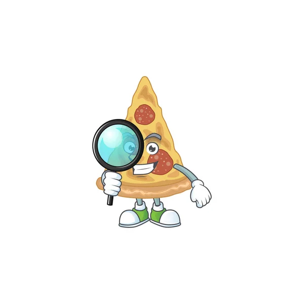 Dibujo Dibujos Animados Concepto Rebanada Pizza Trabajando Como Detective Privado — Archivo Imágenes Vectoriales