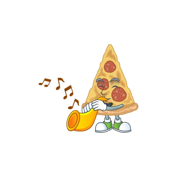 Talentoso Músico Rebanada Pizza Diseño Mascota Tocando Música Con Una — Archivo Imágenes Vectoriales