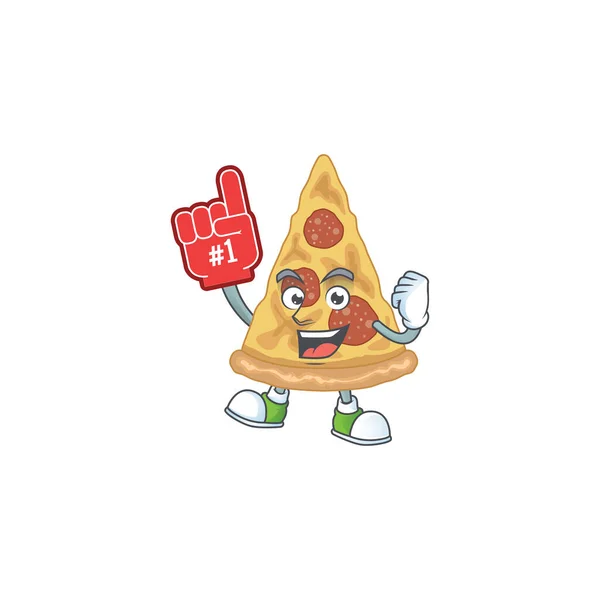 Bir Dilim Pizzanın Karikatür Resmi Bir Jest Yapar Vektör Illüstrasyonu