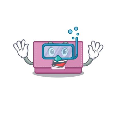 Kadınların cüzdan maskotu tasarımı dalış gözlükleriyle yüzüyor