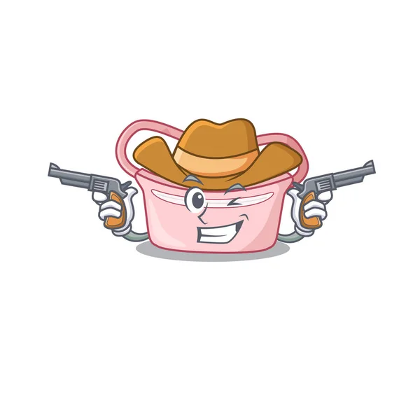 Personagem dos desenhos animados cowboy de mulheres bolsa de cintura com armas —  Vetores de Stock